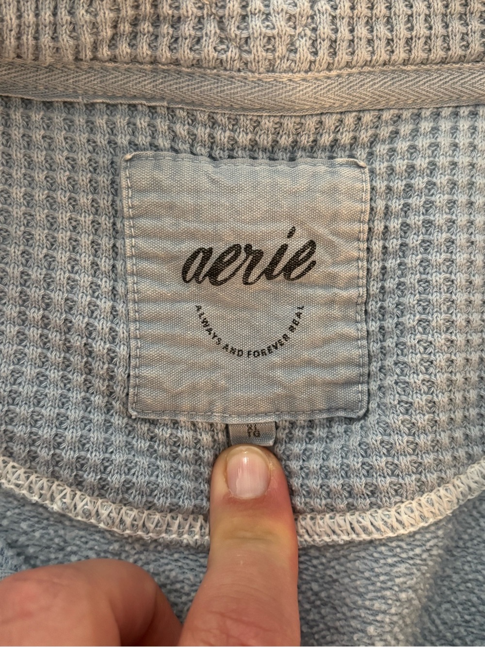 Aerie Oh Snap! blue quarter snap sweatshirt size XL - Picture 3 of 4